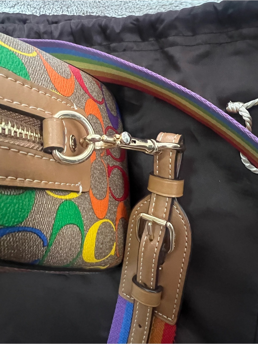 Coach Rainbow Logo Leather Rowan Purse - Picture 9 of 10